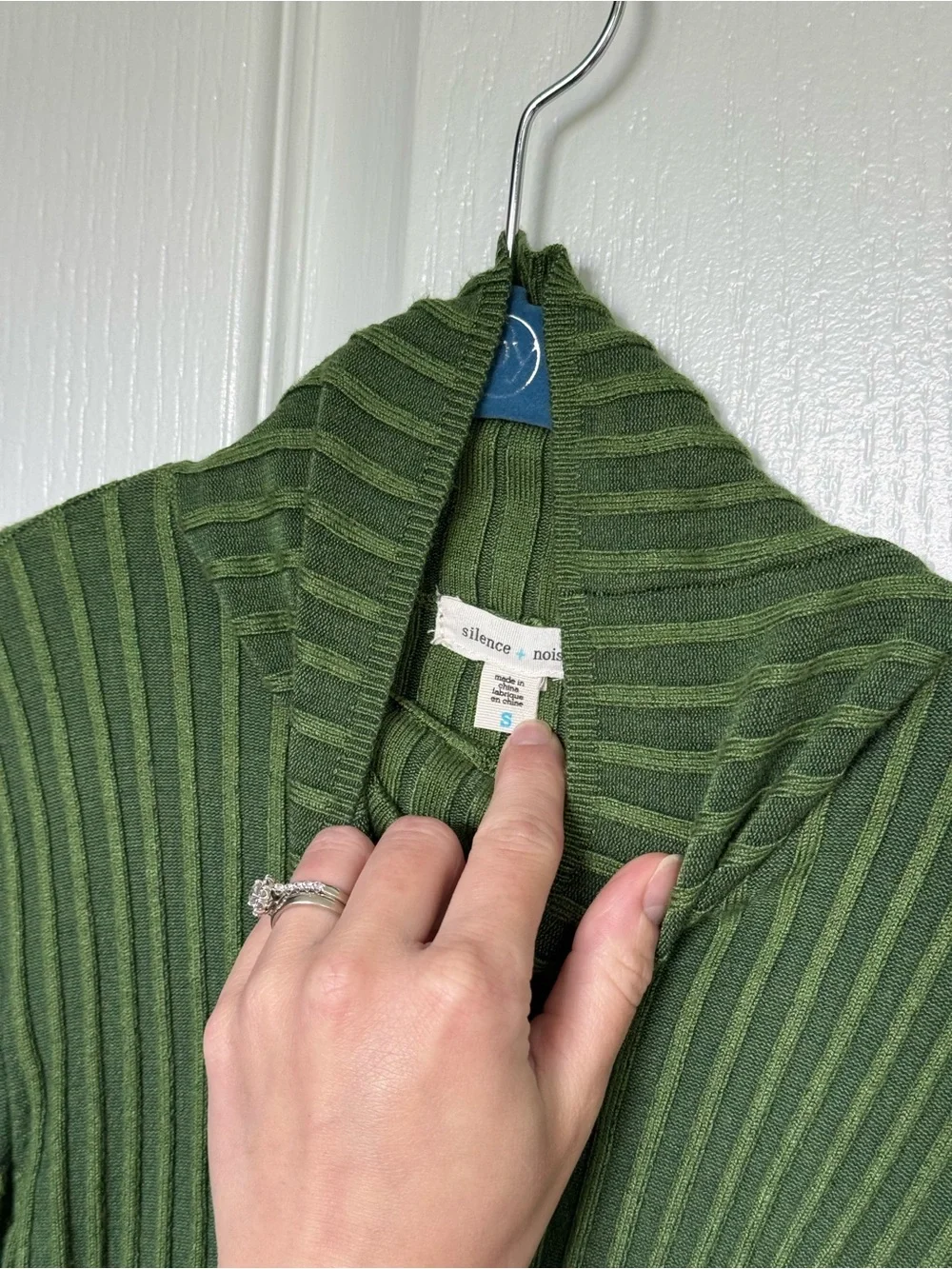 Olive Ribbed Turtleneck Women's Sweater - Picture 2 of 4